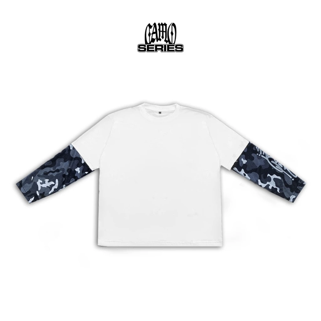 Camo Double Sleeve Waffle Long Sleeve PUTIH