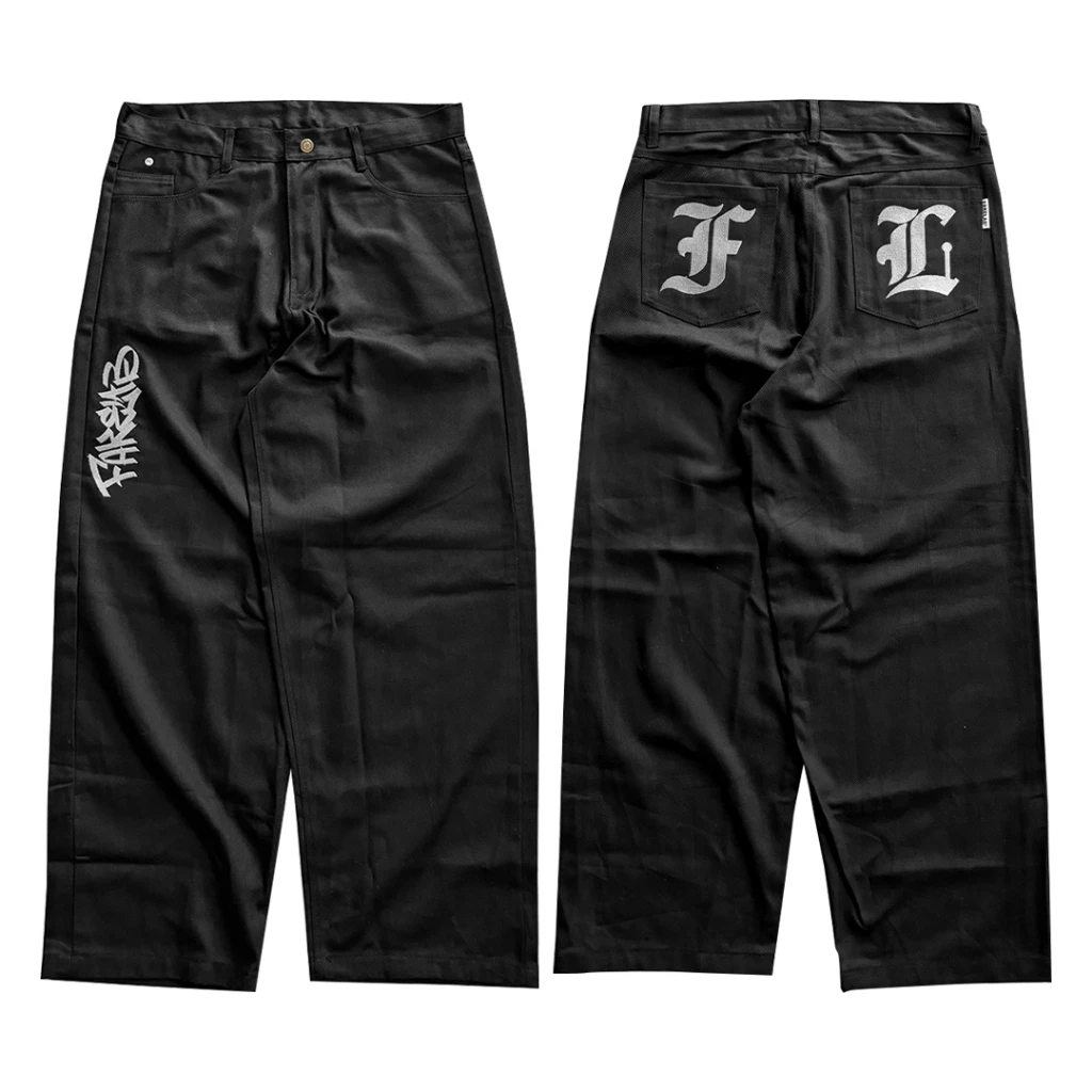 Jeans Tagging Solid Black Baggy Pants