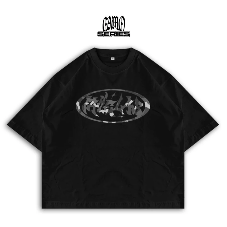 Boxy Ouval Camo Black Tshirt