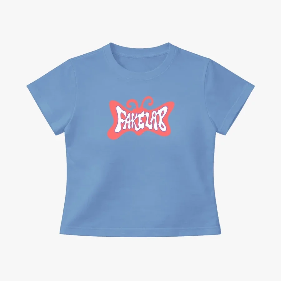 Pink Fly Women Tshirt Blue
