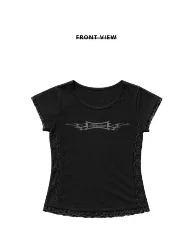 Baby tee renda hitam  