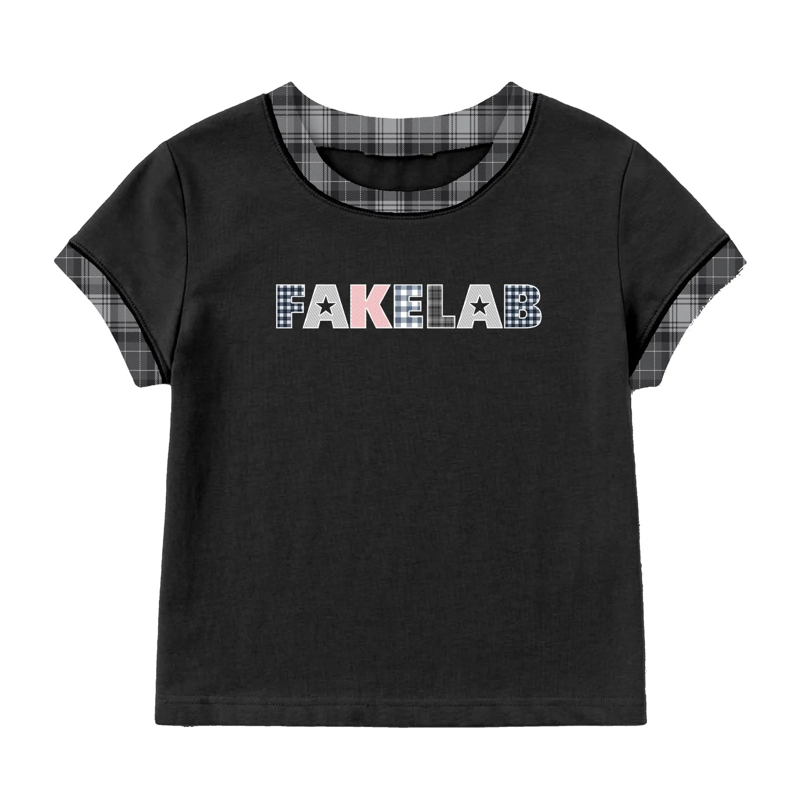 Ringer baby tee RIB ABU FLANEL BORDIR DEPAN